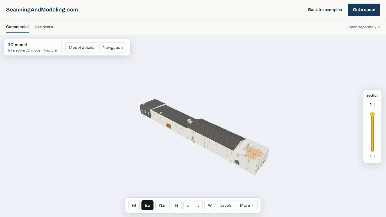Commercial building model in the 3D viewer