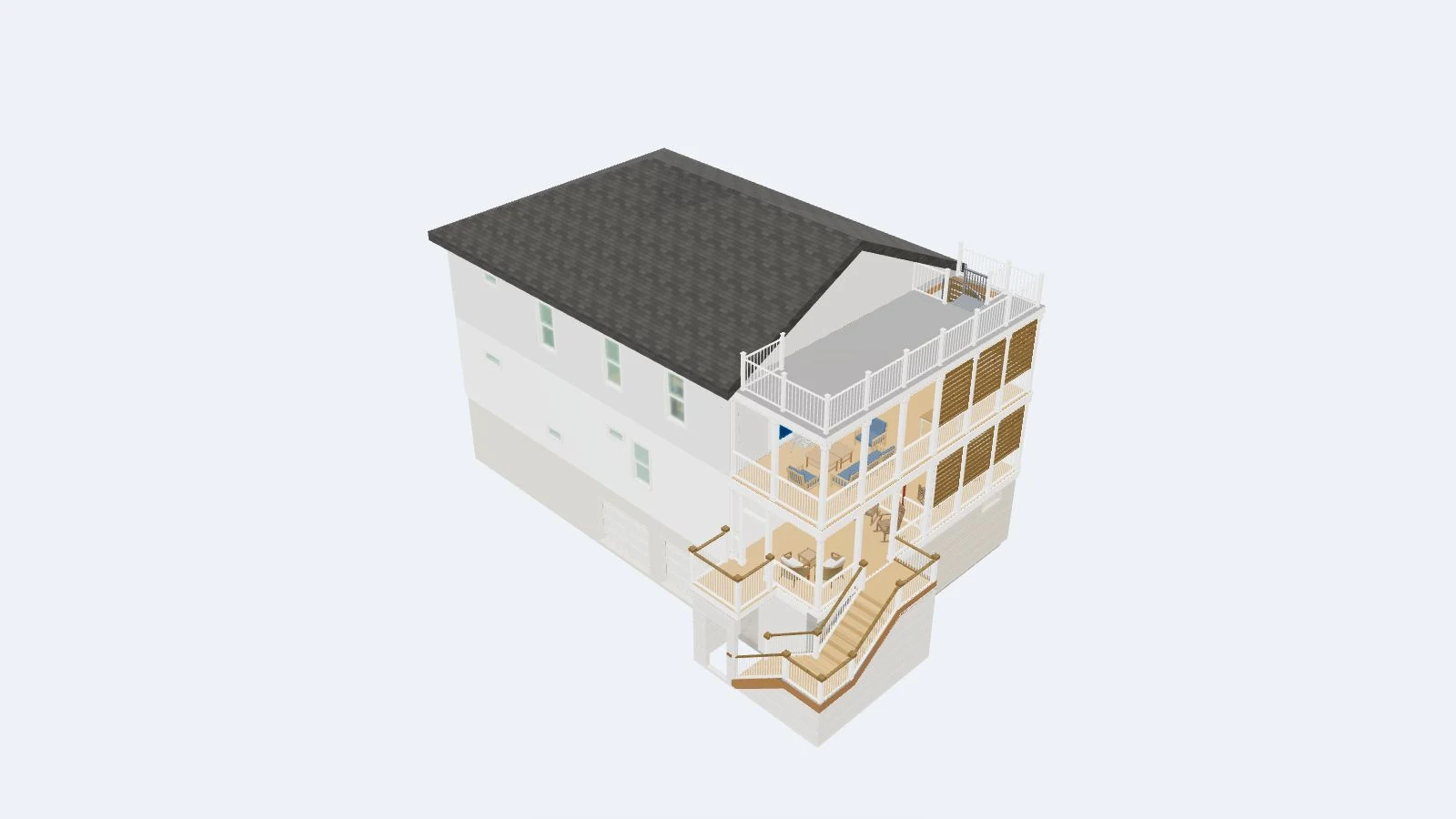 Residential building model in the 3D viewer
