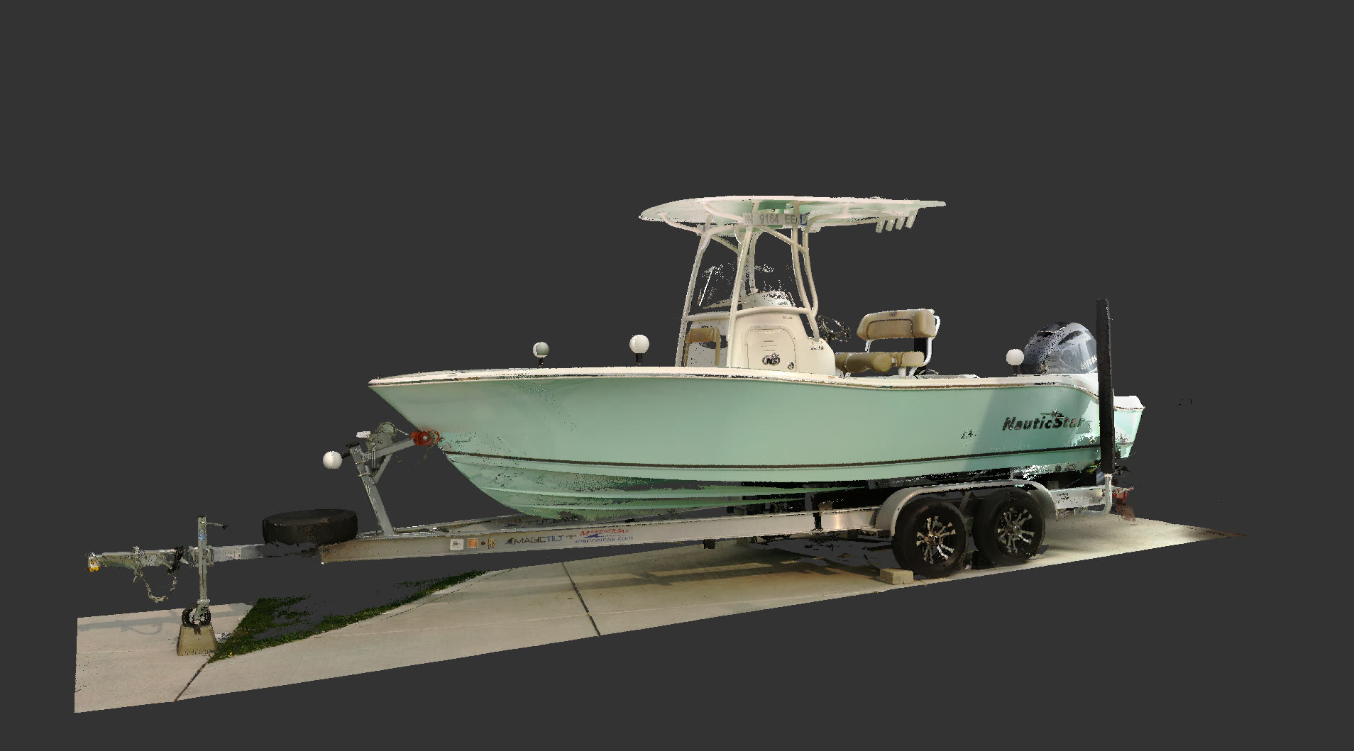 Point cloud capture of a NauticStar boat, stem to stern